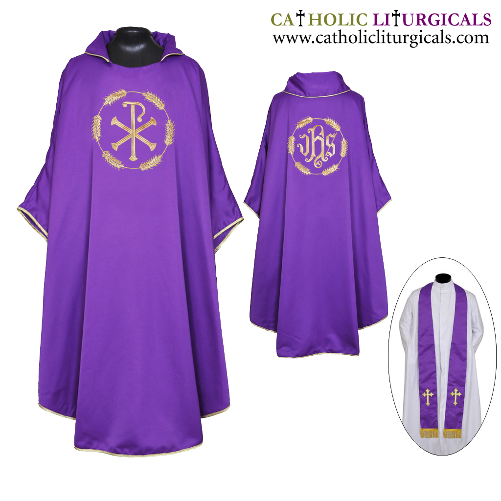 Lenten Offers Purple Gothic Vestment & Stole Set