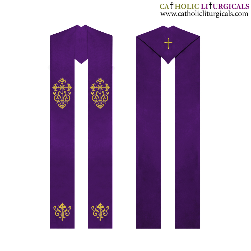 Priest Stoles Purple Priest Stole - Cross Embroidery 