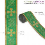 3.5 inch Green Orphrey Lace Band - Green Vestment Orphrey - 3.5 Wide  Jacquard Trim