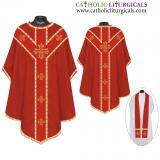 Gothic Chasubles - Red Gothic Vestment & Stole Set