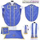 Philip Neri Chasubles - St. Philip Neri Vestment - Dark Blue Chasuble Set
