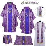 Gothic Chasubles - Metallic Purple Gothic Collar Vestment & Mass Set