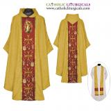 Gothic Chasubles - Yellow Gothic Vestment & Stole Set - St. Michael